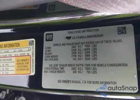 2022 Cadillac Escalade 4Wd Premium Luxury z USA, uszkodzony, nr VIN 1GYS4BKL6NR363545